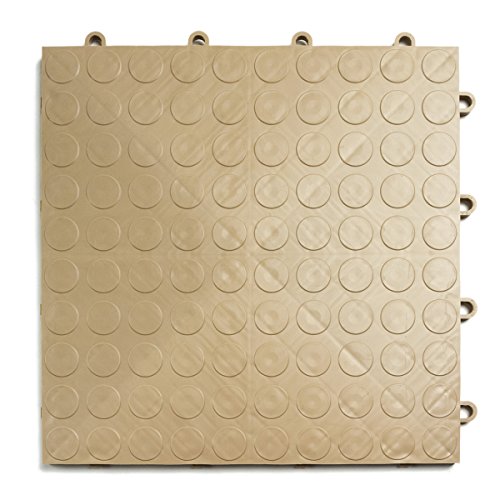 GarageDeck Coin Pattern, Durable Interlocking Modular Garage Flooring Tile (12 Pack), Beige - color: Beige, size: 12 Pack