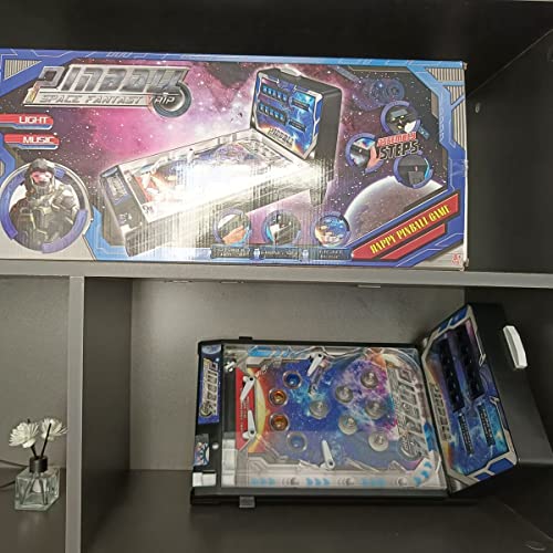 Mini Pinball Table, 16.5-Inch Portable Arcade Tabletop Pinball Game with Lights, Sounds and Scoreboard, Action and Reflex Game for Children and Family