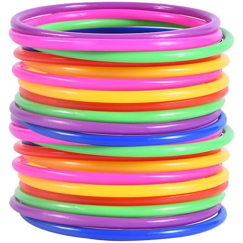 OBTANIM 24 Pcs Plastic Ring Toss Game for Kids and Outdoor Toss Rings for Speed and Agility Practice Game, Random Colors - color: 6 Colors (24 Pcs)
