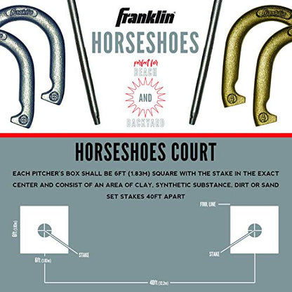 Franklin Sports Horseshoes Sets - Game Sets for Adults + Kids - Includes (4) Horseshoes and (2) Ground Stakes - style: Starter