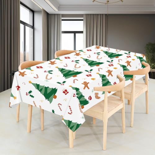 2 Pack Christmas Plastic Table cloths Xmas Plastic Table Covers Disposable Table Cloths Christmas BBQ Picnic Parties TableCovers Waterproof TableCloth Oil-Proof Christmas Tree Table Covers 54 x 108 in - color: Xmas Rree