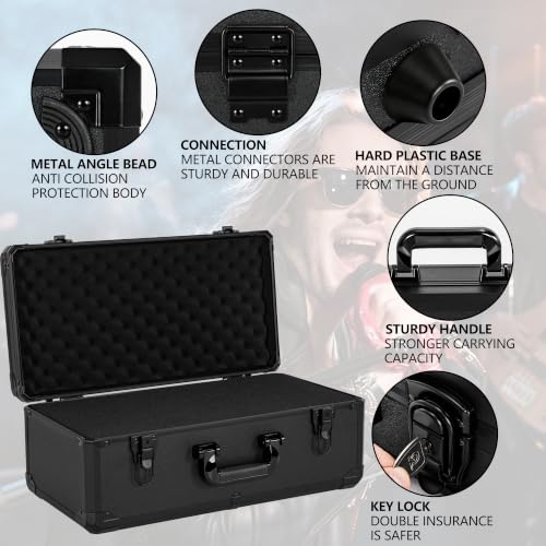 20 Inch Carrying Case With Customizable Pre-Diced Foam, Aluminum Case, Aluminum Alloy Sturdy Build, Storage Case for Microphone, Equipment, Camera, Tools, Recorder, etc - size: 20.4x10.2x7.9 Inch