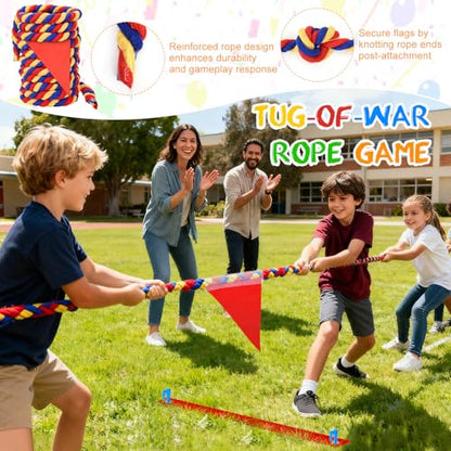 91Pcs Carnival Outdoor Games Potato Sack Race Bags for Adult Tug of War Rope Egg Spoon Bean Bags Ring Toss 3 Legged Relay Race Giant Tic Tac Toe Game Outdoor for Field Day Game Birthday Party