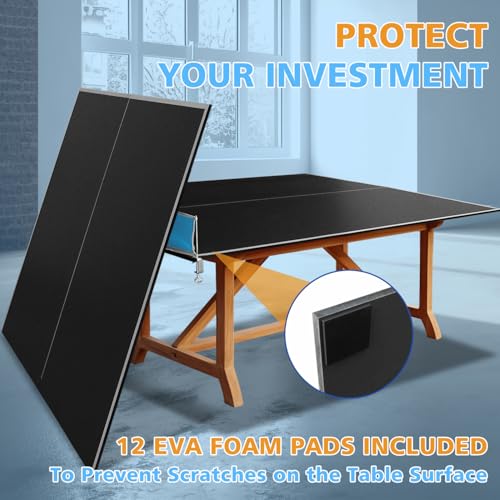 8.5Ft Black Mid-Size Ping Pong Conversion Foldable & Portable Table Tennis Table for Indoor Games - Black - Professional - Indoor Games - Fun