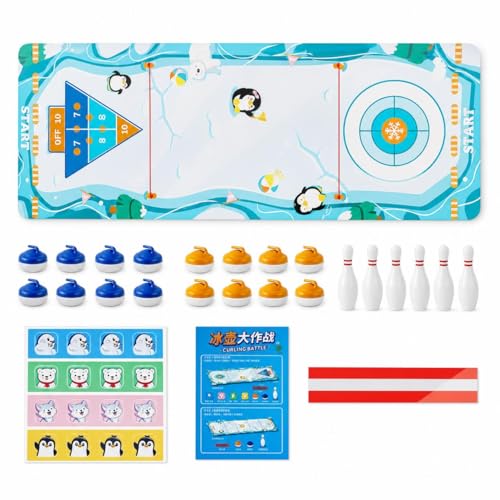 predolo Board Game, Shuffleboard Mat 80x30cm, Portable 2-in-1 Desktop Game for Kids & Adults with 8 Rolling Discs - style: 5-in-1 High-End Version