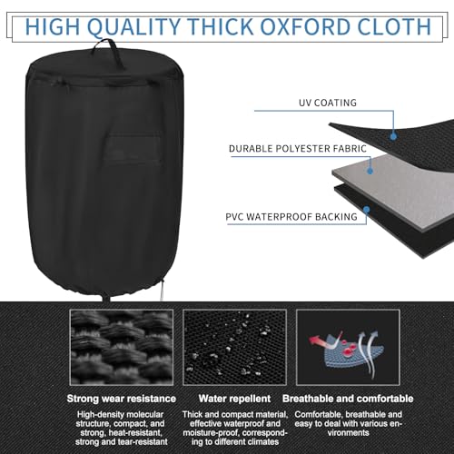Disc Golf Basket Cover, Double Stitched Seam, Tear and UV resistant-420D Heavy Duty Fabric, Water-resistant, Sun Protection, Flying Disc Golf Basket Accessories, 27.6" D x 35.43'' H，Black