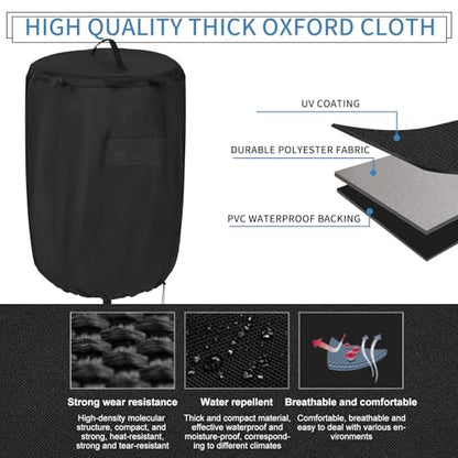 Disc Golf Basket Cover, Double Stitched Seam, Tear and UV resistant-420D Heavy Duty Fabric, Water-resistant, Sun Protection, Flying Disc Golf Basket Accessories, 27.6" D x 35.43'' H，Black