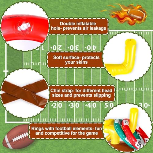 Set Football Goal Post Ring Toss Game Inflatable Ring Toss Game Sport Party Post Rings Sport Football Hat Games for Birthday Family Indoor Outdoor Sports Graduation Party Games Supplies