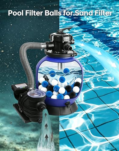 ZOTEE 1.54 Lbs Pool Filter Balls for Sand Filter, Reusable Filter Balls Replace Pool Sand, Multi-Functional Mixed Sand Filter Balls for Pool, Aquariums, and Hot Tub (Equals 50lbs Pool Filter Sand)