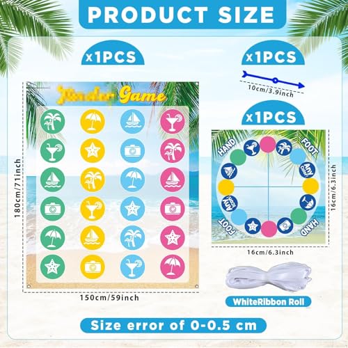Giant Floor Games - Summer Beach Pose Balance Game, Hawaiian Tropical Party Game, Indoor Outdoor Interactive Game For Adults - Promotes Physical Activity, Family Board Game Mat for Home Lawn Yard