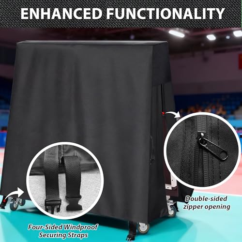 Ping Pong Table Cover Heavy Duty 600D Oxford Waterproof Outdoor Table Tennis Cover Universal for 9x5 FT Foldable Tables, Windproof Buckles, Side Zip Opening, All Weather Protection - size: Folded & Flat