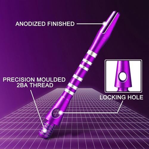 24/18Pcs Dart Flights and Stems Sets Durable Metal Stems, Colourful Dart Flights and Stems Combination, Aluminium 2BA Threaded Dart Fittings (Multi-Size Set) - color: purple