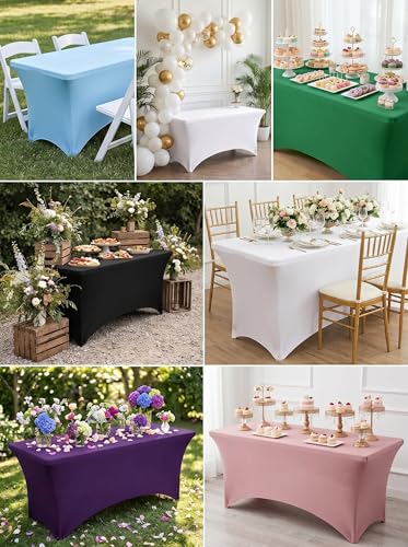 Utopia Kitchen Spandex Tablecloth 1 Pack [5FT, Black] Tight, Fitted, Washable and Wrinkle Resistant Stretch Rectangular Patio Table Cover for Event, Wedding, Banquet & Parties [60Lx30Wx30H Inch] - color: Black, size: 5 Feet - 1 Pack