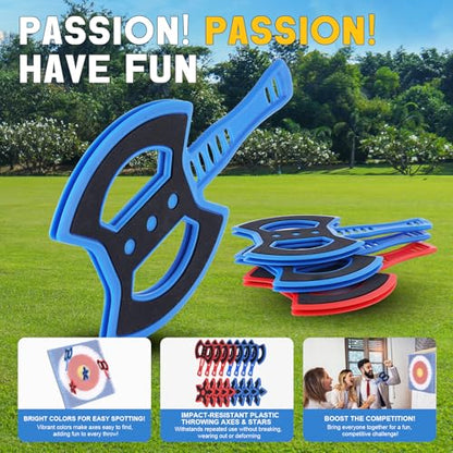 Throwing Axe for Axe Throwing Game for Backyard, Throwing Axe Set with Throwing Star for Outdoor Games, Durable and Fun for All Ages - style: 8 Axes+8 Stars