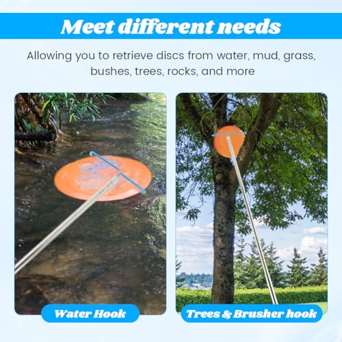 Disc Golf Retriever Pole, 16 Feet Telescopic Design with Stainless Steel Frame, Carry Bag,Extendable Golf Accessories Grabber to Retrieve Discs in Water