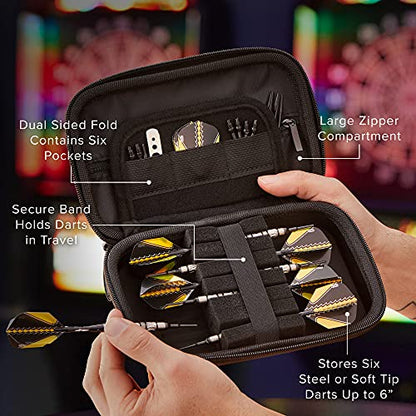 Casemaster Sentinel Dart Case, Holds 6 Steel Tip or Soft Tip Darts Fully Assembled, Hard Shell EVA Case with Foam, Water Resistant, Galaxy - color: Galaxy