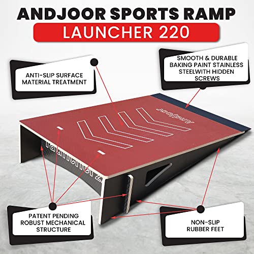 Kids Jumping Ramp for Skateboard, Bike, Scooter, BMX, RC Car and Dirt Bike, 34.37 in, Red - color: Red, size: L220