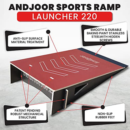 Kids Jumping Ramp for Skateboard, Bike, Scooter, BMX, RC Car and Dirt Bike, 34.37 in, Red - color: Red, size: L220