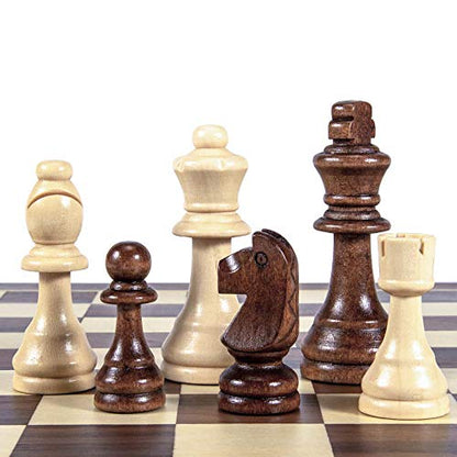 AMEROUS Wooden Chess Pieces Only, Tournament Staunton Wood Chessmen with 3.5 inches King, Chess Game Pawns for Chess Board Game, Replacement of Missing Pieces (2 Storage Bag Included)