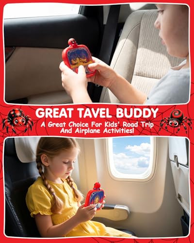 Handheld Water Game with Light – Water Ball Target Toy for Kids Ages 3+, Retro Fidget, Screen-Free Car Travel Game, Road Trip, Airplane, Portable Autism Gift - color: Spider
