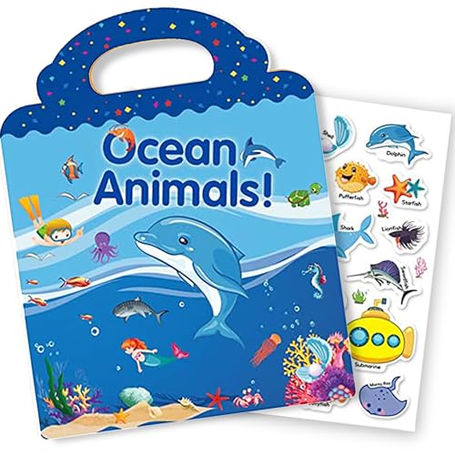Reusable Sticker Book for Kids, Ocean Stickers Educational Learning Toys Travel Stickers Activity Books for Toddler Girls Boys Age 3+ Birthday Gifts - style: Ocean