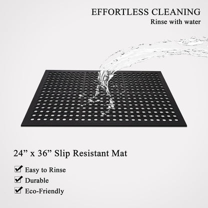 A1HC New All Purpose Anti Fatigue Versatile Rubber Floor Non-Slip Mat with Drain Holes, Perfect as Workplace Mat, Restaurant Kitchen Mat, Commercial Utility Garage Floor Mat - 24" x 36" (3 Pack) - size: 3 Pack - 36"L x 24"W x 0.6"Th