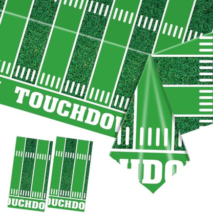 2 Pack Football Table Cloths Soccer ball Table Covers Foot Ball Field Plastic Tablecloths Rugby Plastic Table Covers Sports Table Cloths BBQ Picnic Party Table Cloth Green Table Cover 54 x 108 In - color: Football
