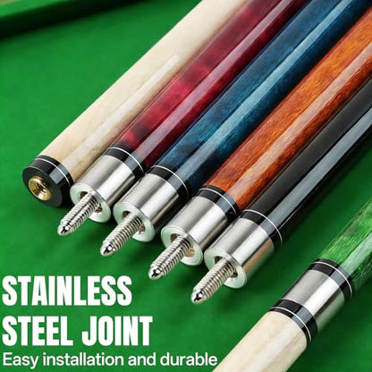 AKLOT Pool Cues,58" Pool Cue Stick Canadian Maple Wood Billiard Cues Sticks for Professional Billiard Players 18 19 20 21 oz - color: 5-piece Set