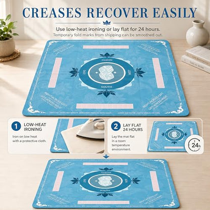 Mahjong Mat for Table Waterproof Anti-Wrinkle with Rules 32x32 Inch 3mm Thickness Anti-Slip Noise-Reducing Game Mat Table Cover for Mahjong Poker Board Games Dominoes (Green) - color: Green