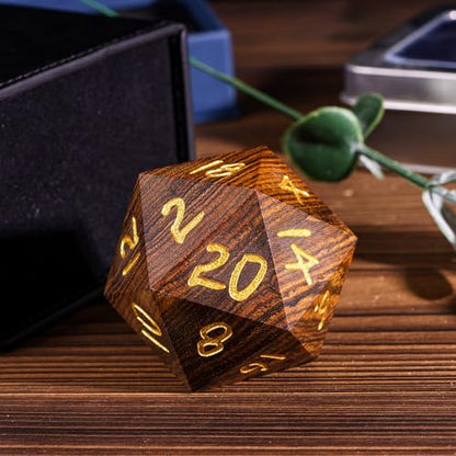 50mm Wooden D20 Dice Polyhedral 20 Sided Dice for D&D Role Playing Games and Other Tabletop Game - color: D20 Garapa