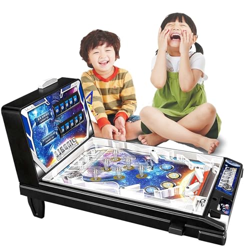 PHATM Pinball Machine for Table Mini Retro Arcade Machine with Lights and Sound Electronic Desktop Arcade for Small Rooms or Flats