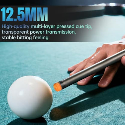 Carbon Fiber Pool Cue Stick 58" Professional Pool Sticks for Adults Full Carbon Technology Low Deflection Pool Cue Billiard Cues with 12.5mm Tip - color: Leopard Print