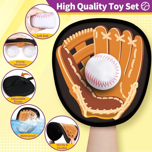 SpringFlower Catch and Toss Game, Outdoor Sport Game Toy for Toddlers Kids, Stick Ball Catch Set Toy Gifts for Boys & Girls,Kids Baseball Beach Outdoor Indoor Pool Game - style: Brown