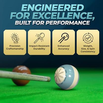 Cue Balls for Pool Table - Durable, Scratch-Resistant Weighted Cue Ball Trainer - Training Focused & Easy to Clean - Regulation Size, Marked Targeted Design for Beginners & Coaches