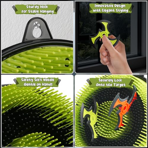 Axe Throwing Game for Backyard, Bristle Target Board with Throwing Stars, Ax Throwing Game Set for Adults and Kids, Portable for Party Holiday and Birthday Gifts
