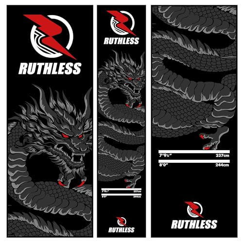 RUTHLESS Darts Mat | Heavy Duty Non Slip Durable Carpet Dart Mat for Floor Black - style: Dragon