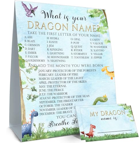 Dragon Birthday Party Decoration,Dragon Theme Birthday Party Sign,What's Your Dragon Name,“My Dragon Name” Guest Sign & Decorations for Dragon Themed Party - style: Dragon