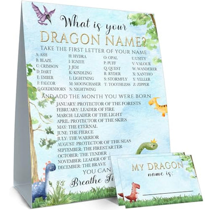Dragon Birthday Party Decoration,Dragon Theme Birthday Party Sign,What's Your Dragon Name,“My Dragon Name” Guest Sign & Decorations for Dragon Themed Party - style: Dragon