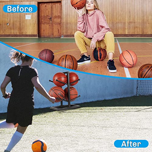 Basketball Organizers Metal Ball Storage Rack Sports Storage for Indoor Outdoor - style: Small 2-Layer