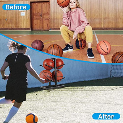 Basketball Organizers Metal Ball Storage Rack Sports Storage for Indoor Outdoor - style: Small 2-Layer