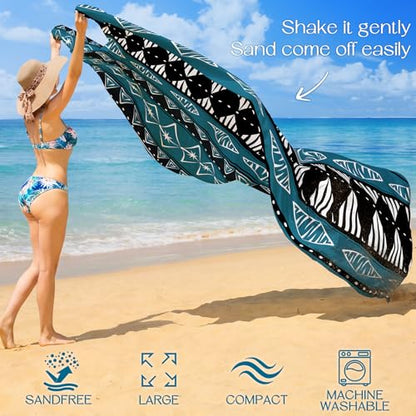 BYDOLL Beach Blanket Waterproof Sandproof Large Sand Free,78''X81''/10'X9' Oversized Sandless Lightweight Blanket Picnic Mat for Beach Travel Camping Hiking with Stakes - color: Boho, size: 78"X81"