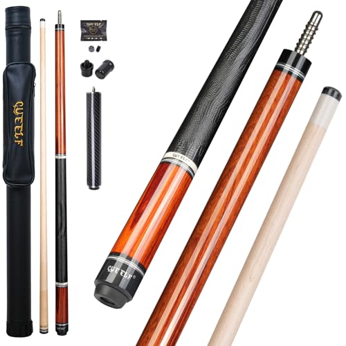 CUEELF Pool Cue Stick Low Deflection Hand-Made Inlay Billiard Cue 58'' Professional Billiard Pool Cue Stick for Adults-12.5mm Tip,3/8 * 8 Joint - color: WD-YH-SM-HM