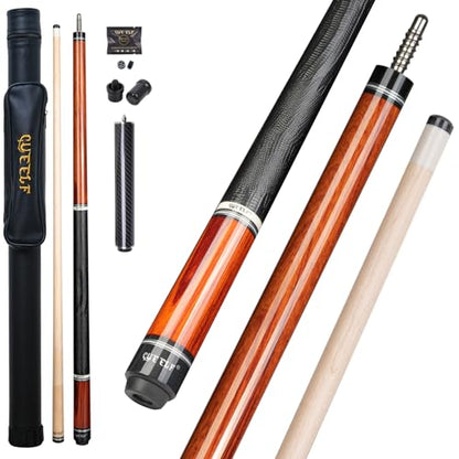 CUEELF Pool Cue Stick Low Deflection Hand-Made Inlay Billiard Cue 58'' Professional Billiard Pool Cue Stick for Adults-12.5mm Tip,3/8 * 8 Joint - color: WD-YH-SM-HM