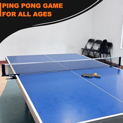 Comesee Ping Pong Net with Collapsible Clamps and Paddles Set, Table Tennis Rackets and Balls, Spring Activated Clip Posts and Storage Case
