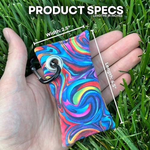HYZER HOUND DISCS Disc Golf Chalk Bag | Dry Your Hands in the Heat of Summer | Attaches to Bag with a Carabiner | Improve Your Hand Grip for Consistency | Essential Disc Golf Accessories | Chalk - color: Rainbow Swirl