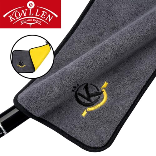 KONLLEN Billiards Billiard cue Towel - 100% Cotton Black 8-Ball Pool Cue Clean Towel Maintenance Accessories Cleaning Set Shaft Wax + Cleaning Powder + - color: Yellow