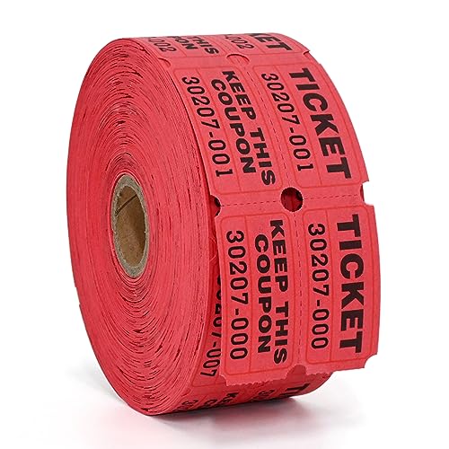 L LIKED Raffle Tickets Double Rolls 1000 Per Roll 50/50 Raffle Tickets for Events,Carnivals, Entry, Class Reward, Prizes(Red) - color: 1000 Red