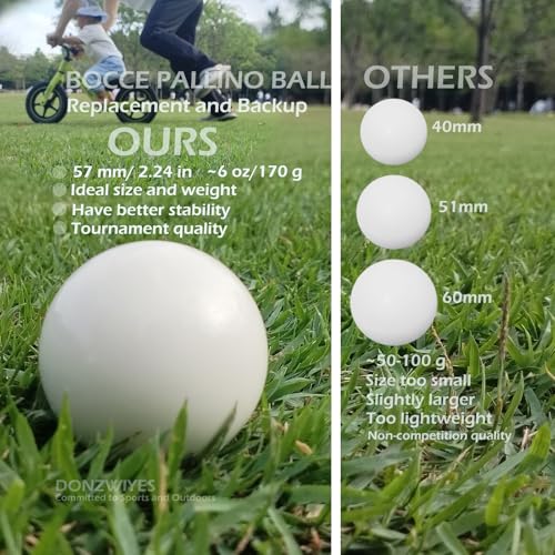 2 Pcs 57mm Tournament Quality Bocce Pallino Ball Replacement for Bocce Ball Game and Boule Game White