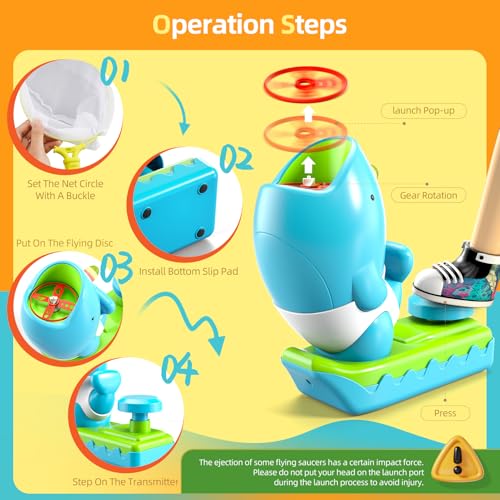 WATUDOU 12 PCS Flying Disc Launcher Outdoor Indoor Game Toys Gifts for 3 4 5 6 7 Year Old Boys Kids, Outdoor Outside Game Toys for Boys Girls Ages 3-5 4-8, Ideal 3 4 5 6 Year Old Birthday Gifts - style: 15 PCS