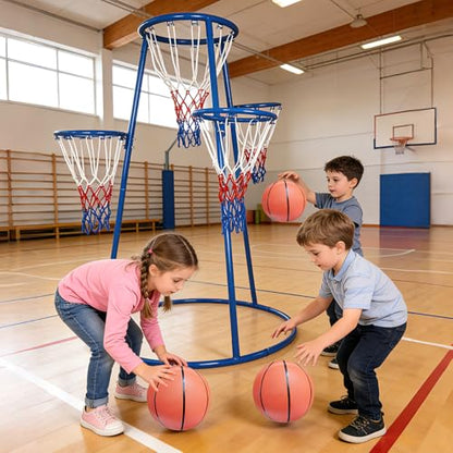 Garvee 4 Hoop Basketball Set for Toddlers, Indoor & Outdoor Play, Preschool Toy for Ages 3+, Includes 4 Basketballs and Air Pump, Fun Basketball Game for Kids